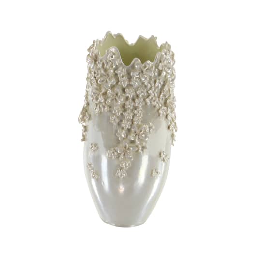 Cream Ceramic Farmhouse Vase, 16" x 9" x 9"